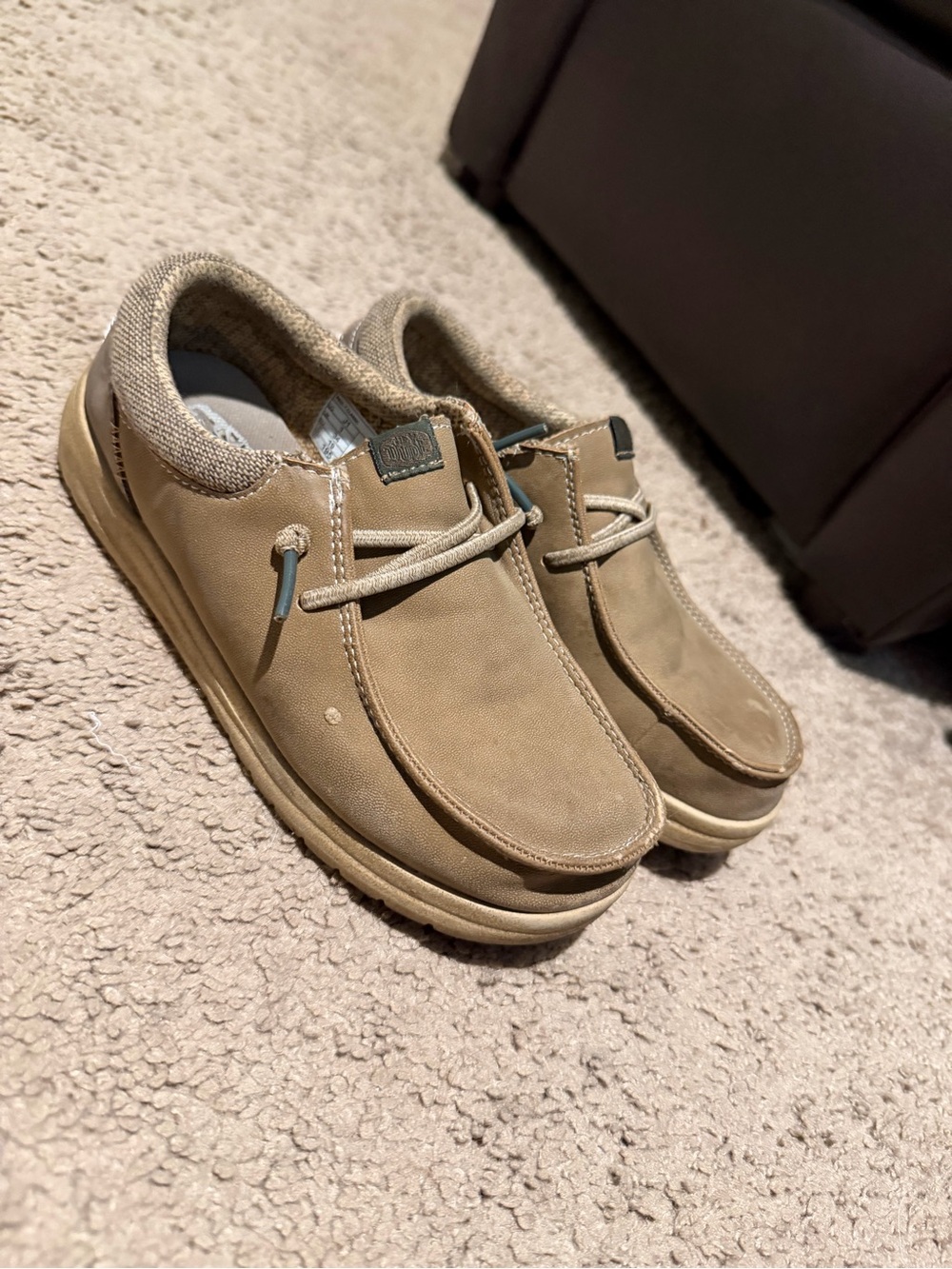 Hey Dude Kids Tan Canvas Slip-On Loafers